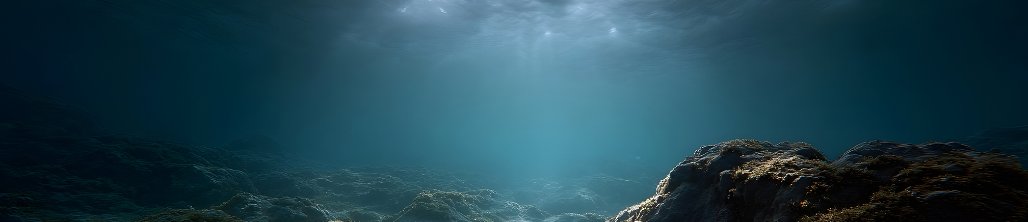 light underwater ocean shot showing reefs